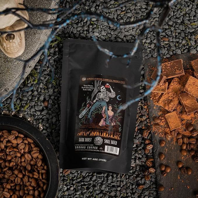 Bones Coffee Company NEW Favorite Flavors Sample Pack, Assorted Flavored Coffee Low Acid Medium Roast Arabica Beans Specialty Coffee Gifts, Auto Drip and French Press Compatible, 4 oz Pack of 5 Ground