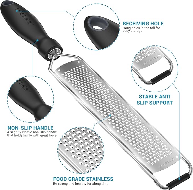 Lemon Zester & Cheese Grater, Premium Stainless Steel Citrus Zesting Tool