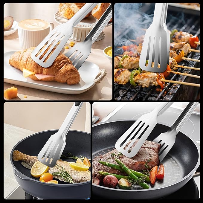 12-inch & 14-Inch Spatula Tongs for Cooking, Stainless Steel Kitchen Tongs