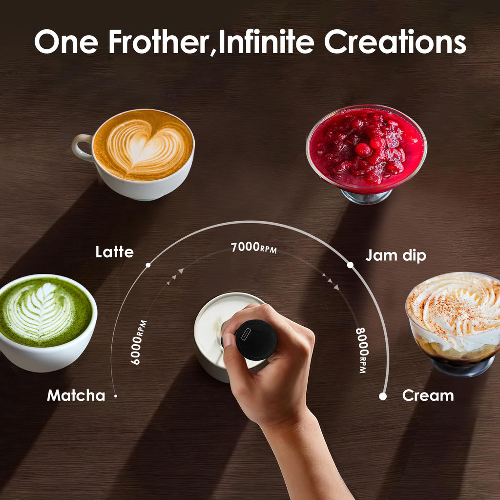 Rechargeable Milk Frother with Stand,Coffee Frother,Drink Mixer（Black)