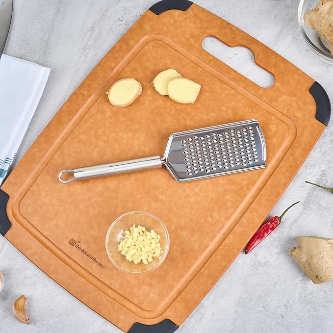 Restaurantware Stainless Steel Fine Cheese Grater - German Standard Lemon Zester with Ergonomic Handle, Sharp Blades, Dishwasher Safe - Handheld Kitchen Grater for Parmesan, Garlic, Ginger