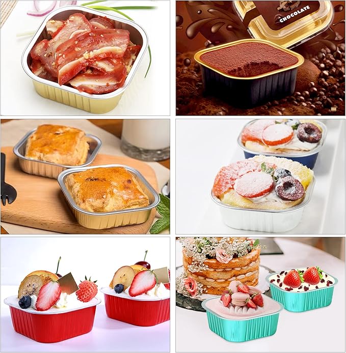 LNYZQUS 5oz Mini Cake Tins with Lids, Individual Brownie Pans 80 Pack
