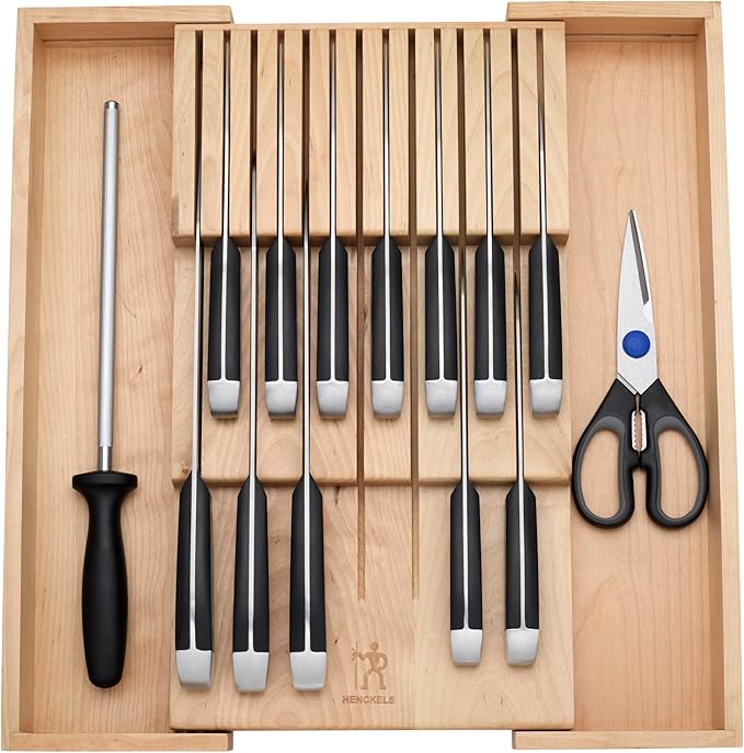 Henckels Statement 15-pc Knife Set with in-Drawer Knife Tray, Razor-Sharp, German Engineered Informed by over 100 Years of Experience, Lightweight and Strong, Dishwasher Safe