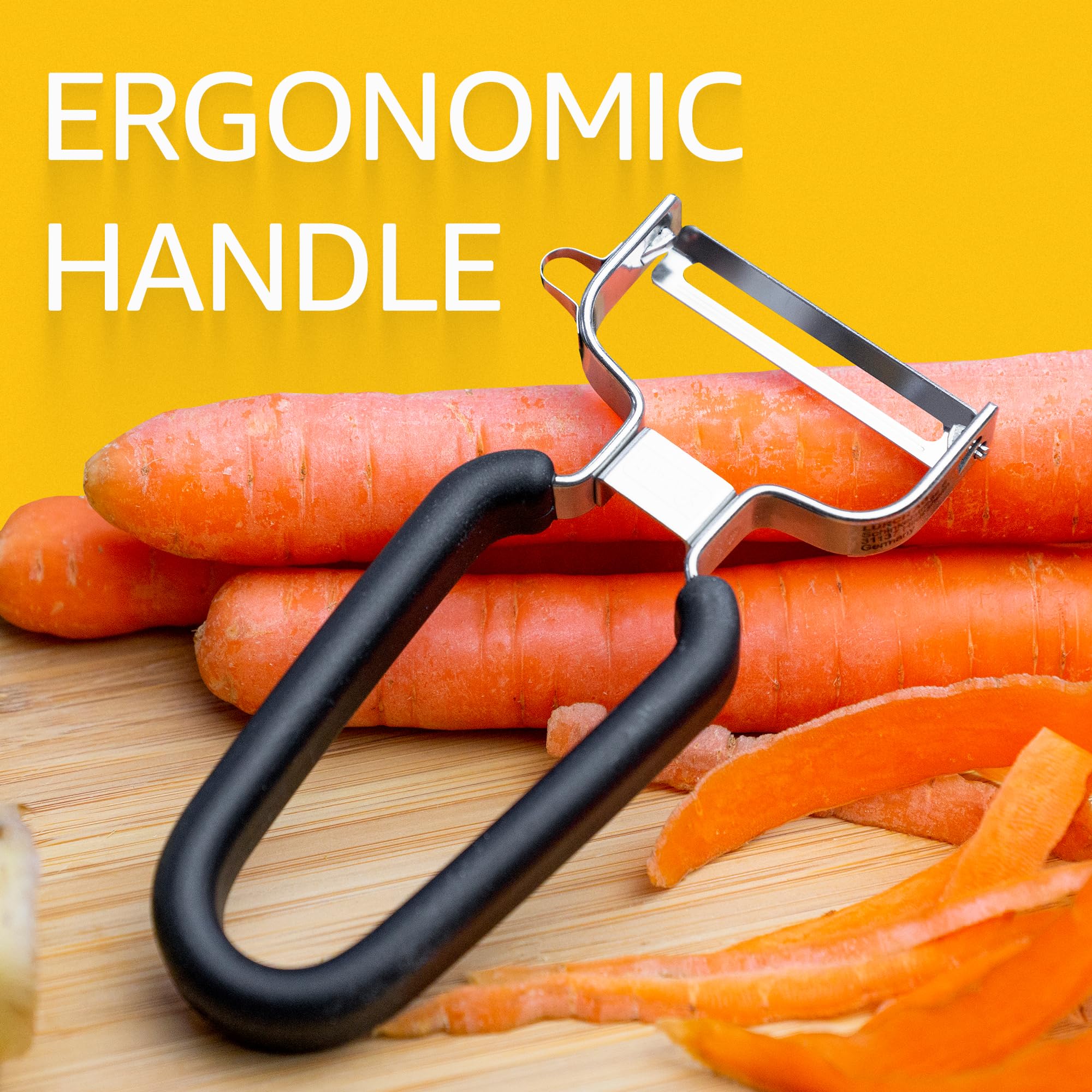 Lurch Germany Universal Ultra Sharp Stainless Steel Vegetable Y Peeler for Potatoes, All Fruits & Veggies | Non-Slip Comfortable Handle | 5.1 x 2.3 Inches / 13 cm x 6 cm - Black
