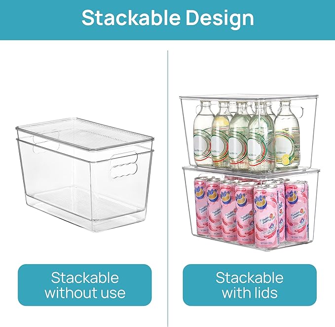 Vtopmart 6 Pack Clear Stackable Storage Bins with Lids, XLarge