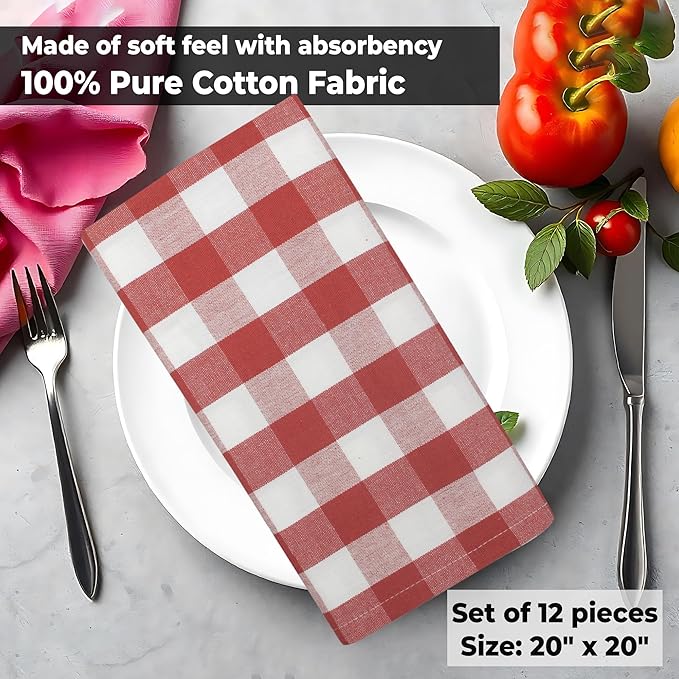 Urban Villa Cloth Napkins Cotton 20x20 (Set of 12) Rust