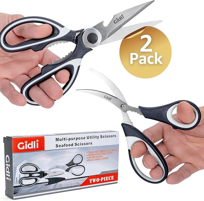 Gidli Kitchen Shears & Seafood Scissors Set - Lifetime Replace. Warranty*