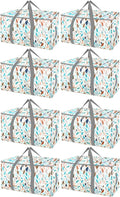 BALEINE 8-Pack Oversized Moving Bags with Reinforced Handles, Heavy-Duty Storage Tote for Clothes, Moving Supplies (Mosaic, 8-Pack)