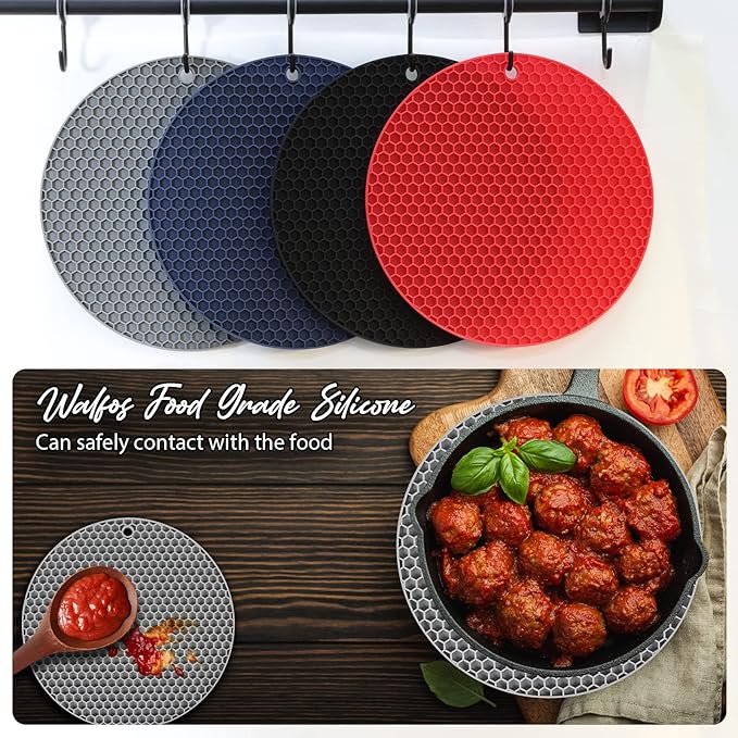 Joyhalo 4 Pack Silicone Trivet for Hot Dishes
