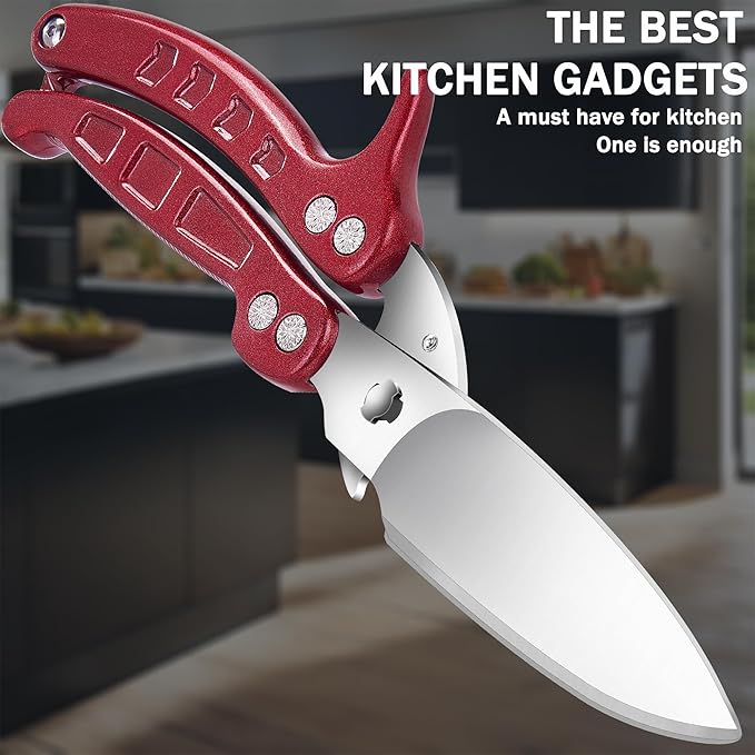 SLEMOON Heavy Duty Kitchen Shears,Poultry Shears with Safety Lock,Burgundy