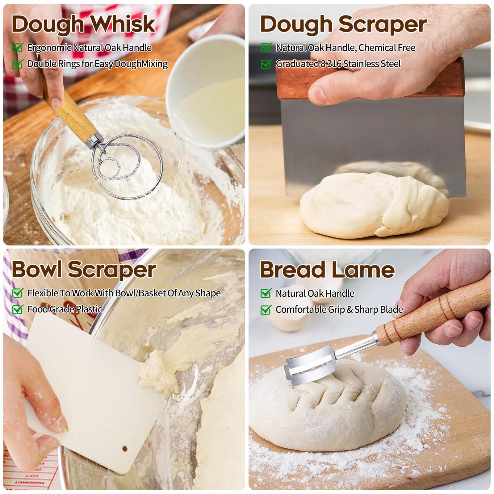 Dimpola Banneton Proofing Basket for Sourdough Bread, Handmade & Natural Rattan - Round Dough Rising Basket for Baking - Perfect for Artisan Breads (Round of 2 Gift Set)