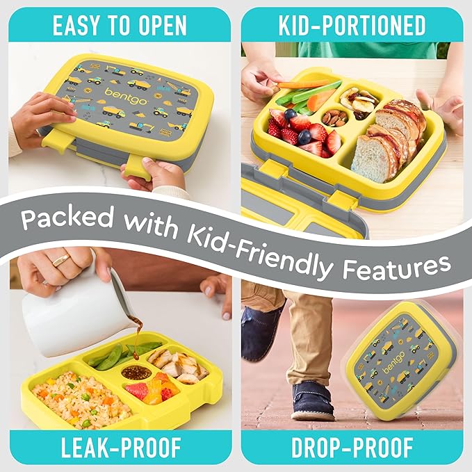 Bentgo Kids Prints Leak-Proof 5-Compartment Bento-Style Kids Lunch Box
