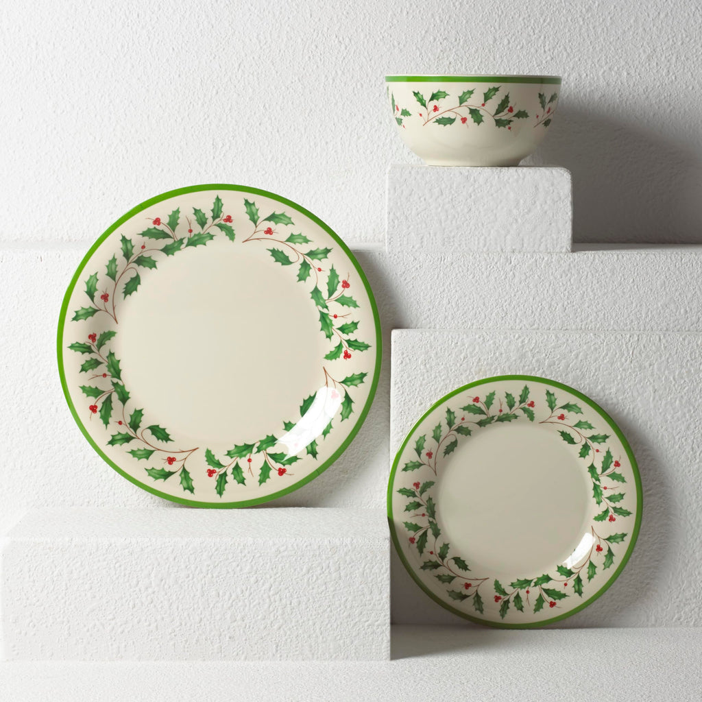 Lenox Holiday Melamine Christmas Dinner Plate Set for 4