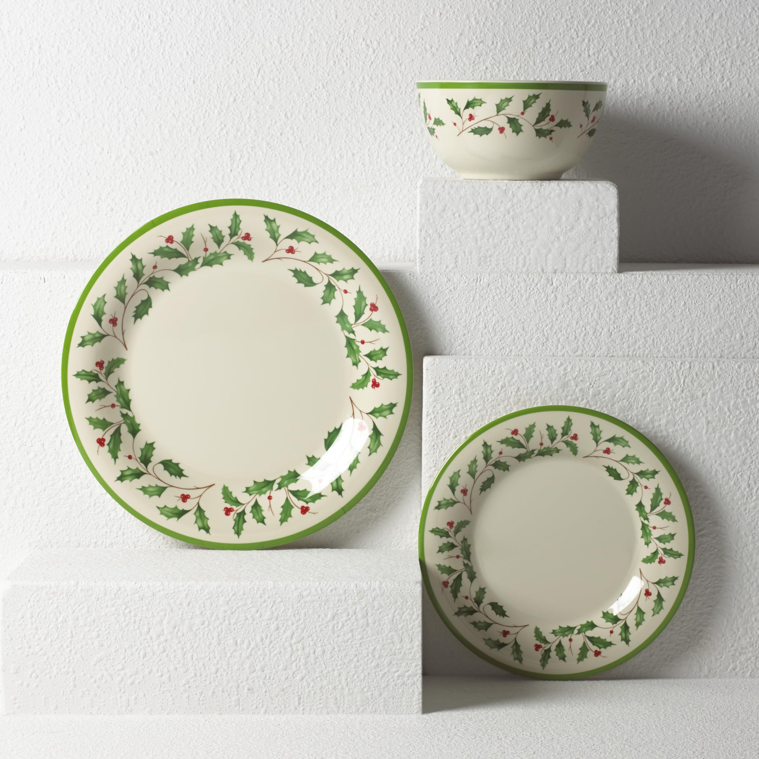 Lenox Holiday Melamine Christmas Dinner Plate Set for 4