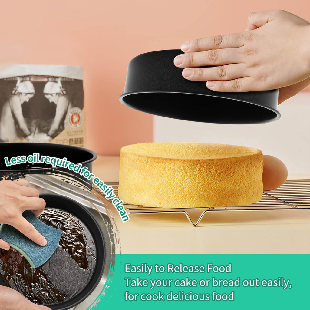 P&P CHEF 8 Inch Cake Pan Set of 3, Non-Stick Round Cake Pans