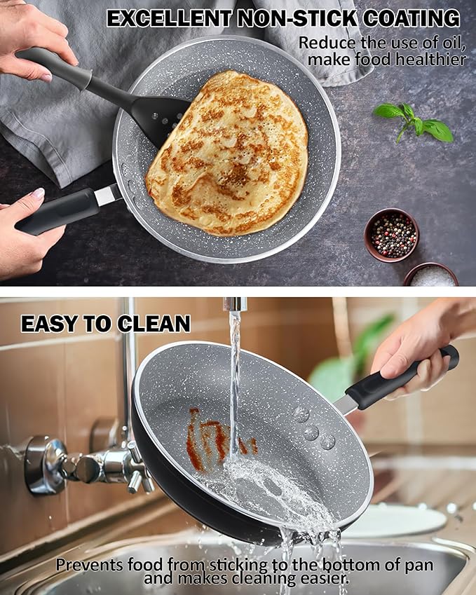Cook N Home 8-Piece Nonstick Pot and Pan Set with Lid Induction Compatible