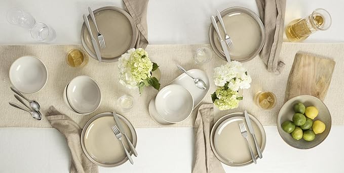 Oneida Organic Shades Oatmeal Stoneware 2-Piece Serving Platter Set