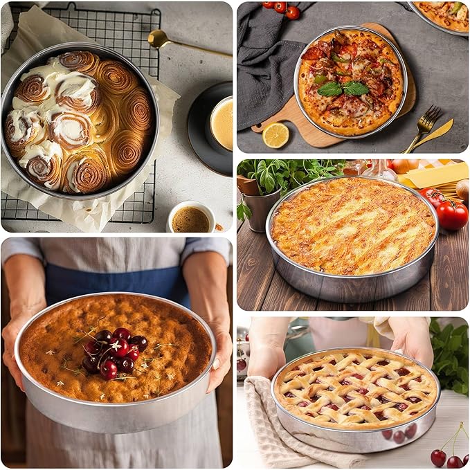 LIANYU 9 Inch Round Cake Pan Set of 2, Stainless Steel Layer Pan for Baking
