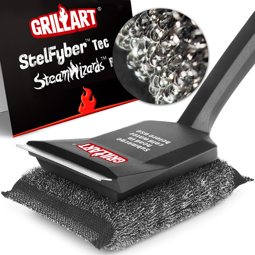 GRILLART Grill Brush Bristle Free, SteamWizards [Safe & Efficient] Grill Cleaner Brush for All Grill Grates, Replaceable Pad BBQ Grill Brush for Outdoor Grill, Grill Accessories, Gifts for Men/Dad