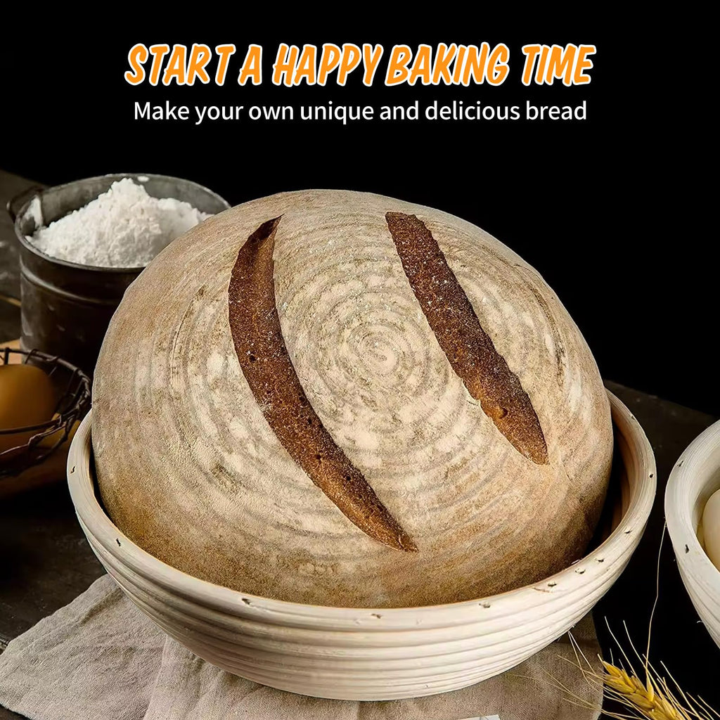 Ineyger Proofing Basket - 9 inch Banneton Bread Proofing Baskets Set of 2 Banneton Basket Sourdough Proofing Bowls with Liners for Professional & Home Artisan Sourdough Bread Baking Supplies