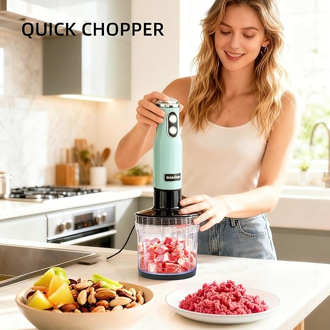 WarmWink Hand Blender, Powerful 4 in 1 600w Corded Immersion Blender Handheld with Stainless Steel Attachment, Small Food Processor & Stick for Kitchen, Emergen useful immersion blender