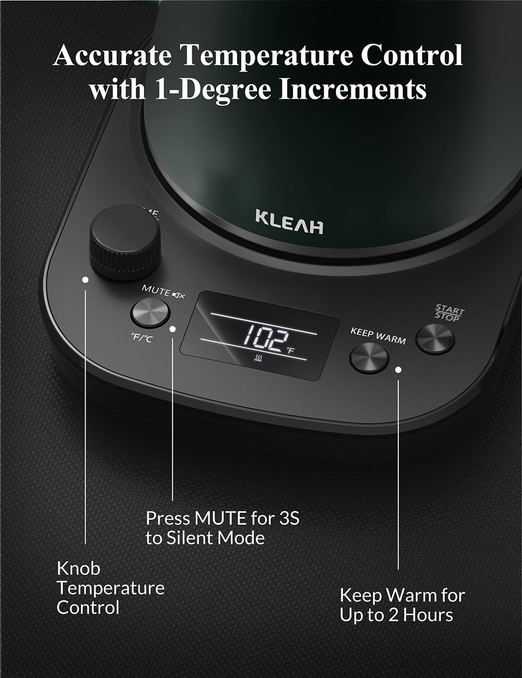 KLEAH Gooseneck Electric Kettle with Temperature Control - 0.8L Automatic Shut Off Tea & Coffee Kettle, Hot Water Boiler Pour Over Coffee Kettle, 1200W Quick Heating Keep Warm, Green