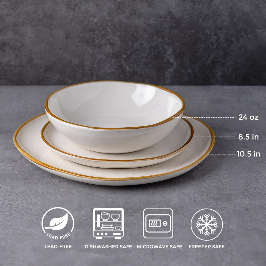 AmorArc Ceramic Dinnerware Sets for 8, 24Pcs Plates and Bowls Sets Dishes