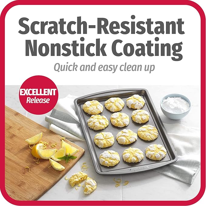 GoodCook Everyday Baking Sheet Set Nonstick Carbon Steel Standard-Sized Cookie Sheets for Even Baking, Bakeware Set Includes 3 Pans with Scratch-Resistant Finish, 13x9-Inch, Gray