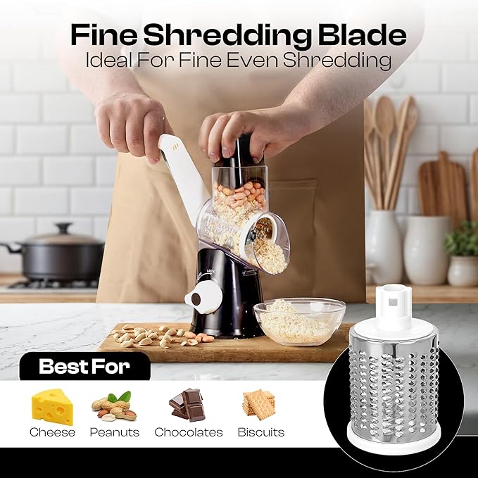 Rotary Cheese Grater Hand Crank - Cheese Shredder Hand Crank with Handle