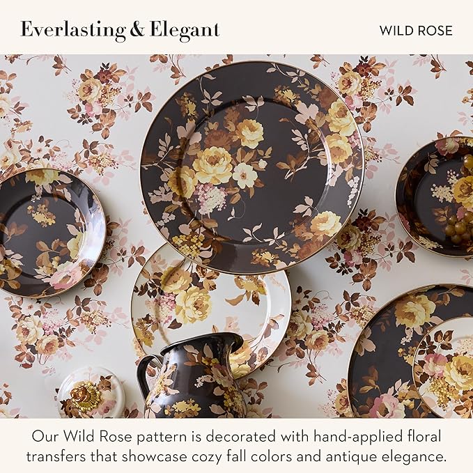 MACKENZIE-CHILDS Enamel Serving Platter, Wild Rose Brown