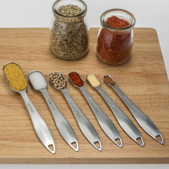 6-Piece 18/8 Stainless Steel Measuring Spoons Set, Silver