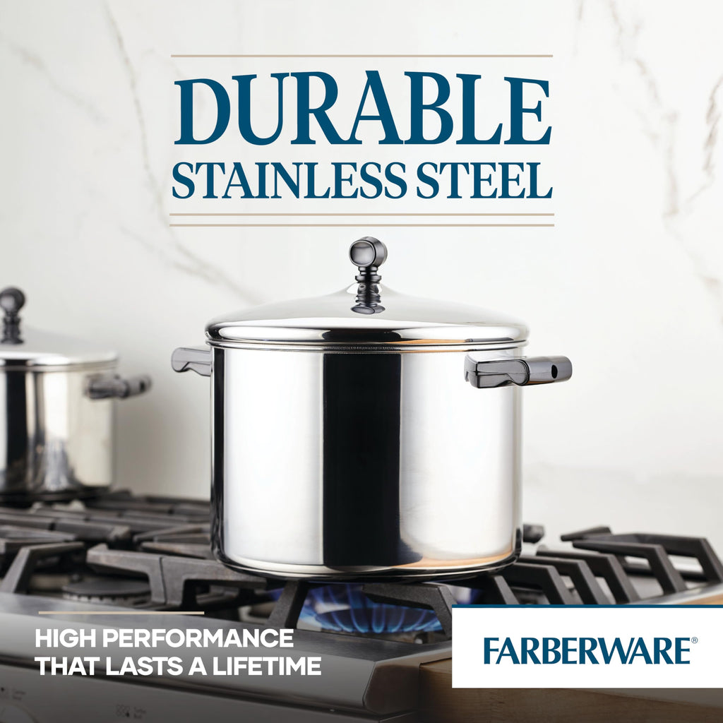 Farberware Classic Series Stainless Steel Stock Pot with Lid, 8-Quart