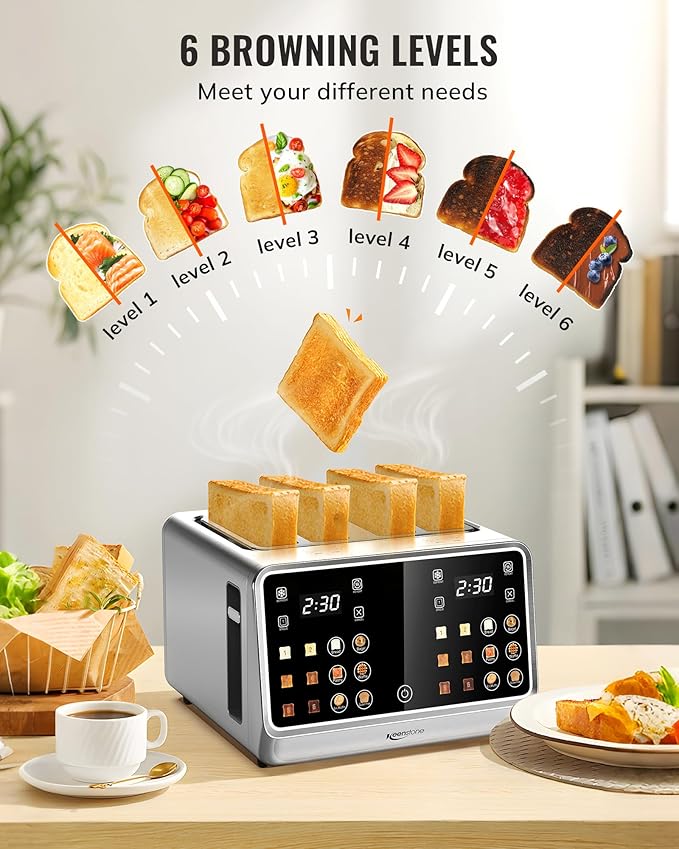Keenstone 4-Slice Digital Smart Toaster with Touchscreen & Dual Control