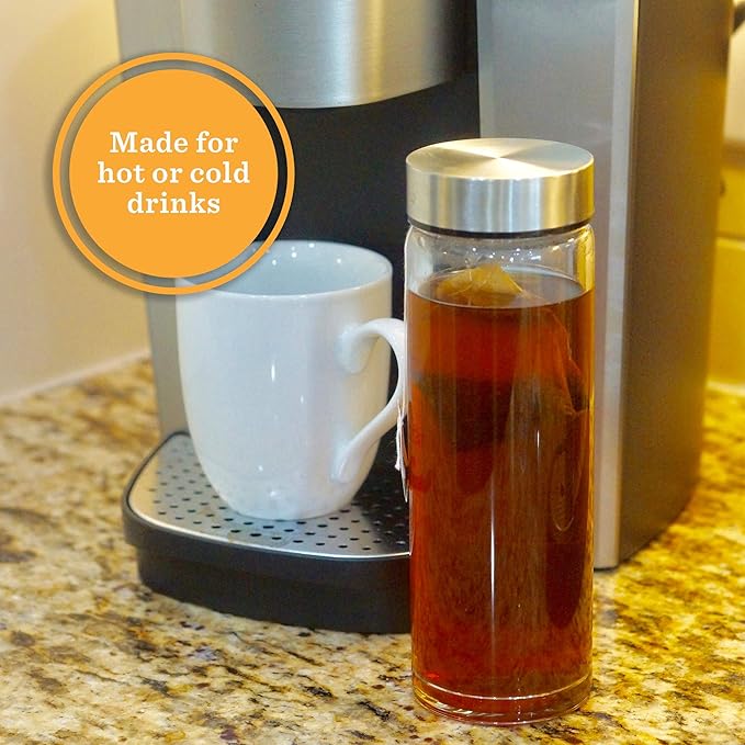 16oz Juice Bottles, Wide Mouth Glass Water Bottles & Stainless Steel Lids