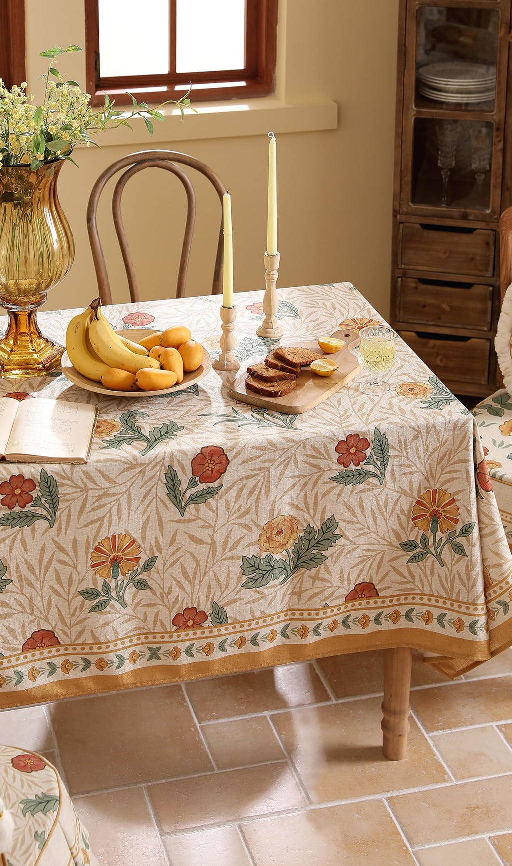 patdrea Vintage Linen Tablecloth,Rectangular,87"x55"-RosaSilvestre A