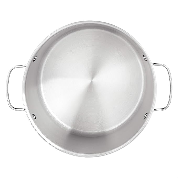 Amazon Basics Stainless Steel Stock Pot with Lid, 8 Quart, Even Heating, Easy to Clean, Silver