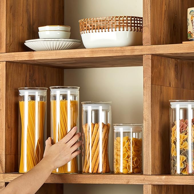 ZENS Glass Jars with Airtight Lid Set of 2, 37oz Kitchen Storage Jars