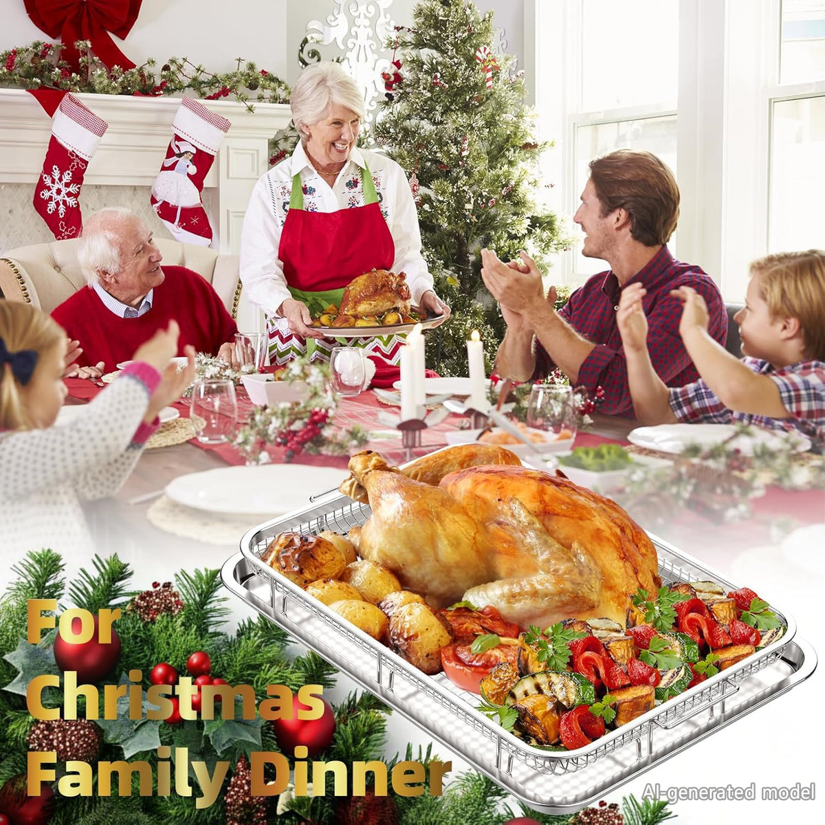 Air Fryer Basket for Oven, Extra Large Oven Air Fryer Basket and Tray Set
