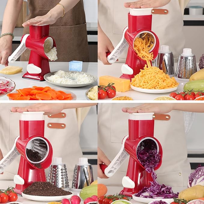 KalraMay Rotary Cheese Grater with Handle, Multifunctional Cheese Shredder