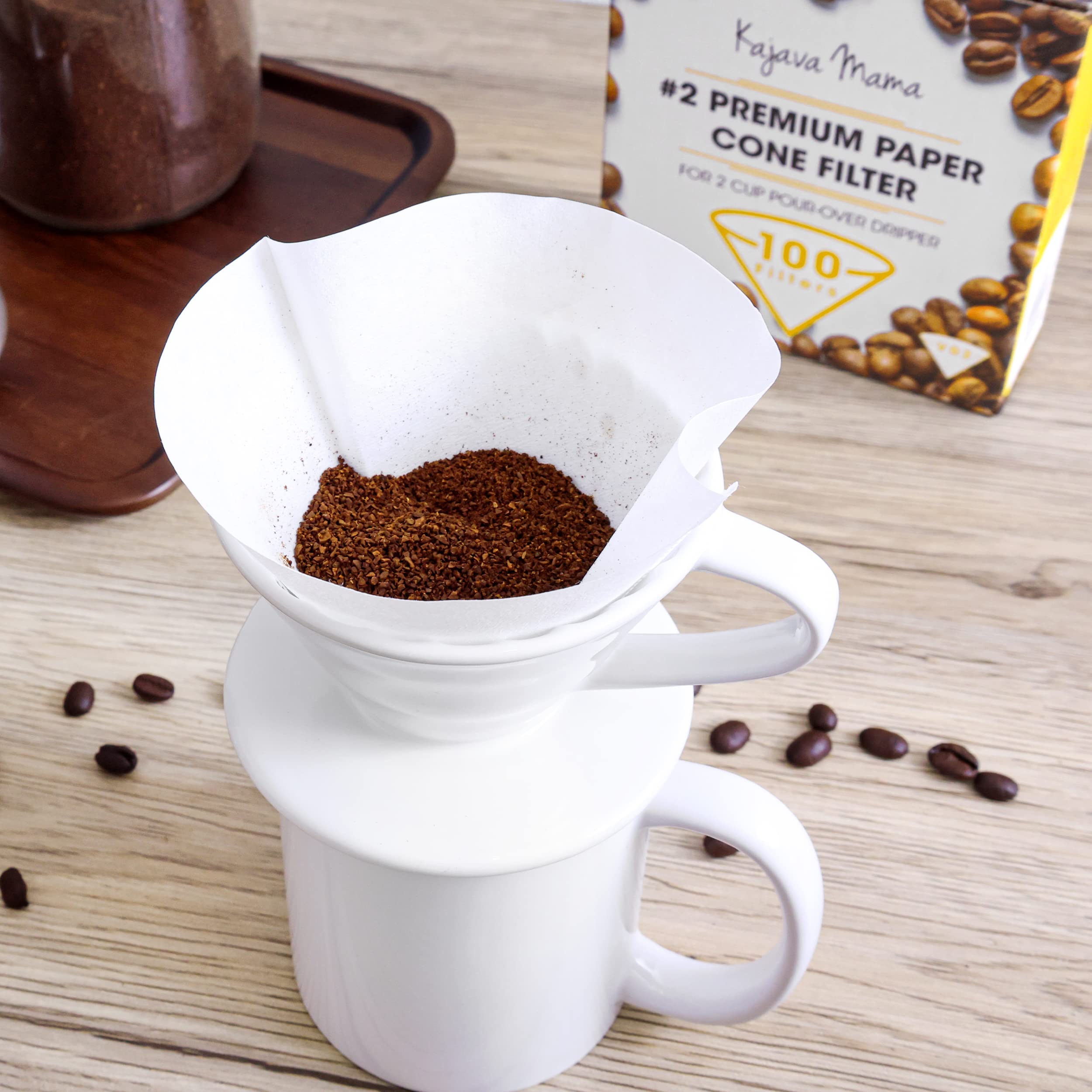 Kajava Mama Ceramic Pour Over Coffee Dripper V02 Manual Brewer White, 2 Cup