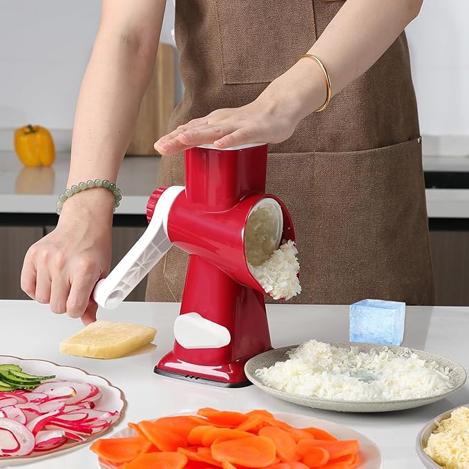 KalraMay Rotary Cheese Grater with Handle, Multifunctional Cheese Shredder