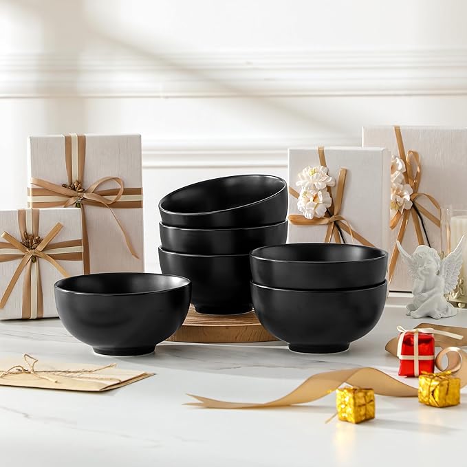 MALACASA 26 Qz Porcelain Soup Bowls, White Ceramic Cereal Bowls for Kitchen 6 inch Bowls Set of 6 for Oatmeal Salad Fruit Rice Dishwasher and Microwave Safe, Series Regular