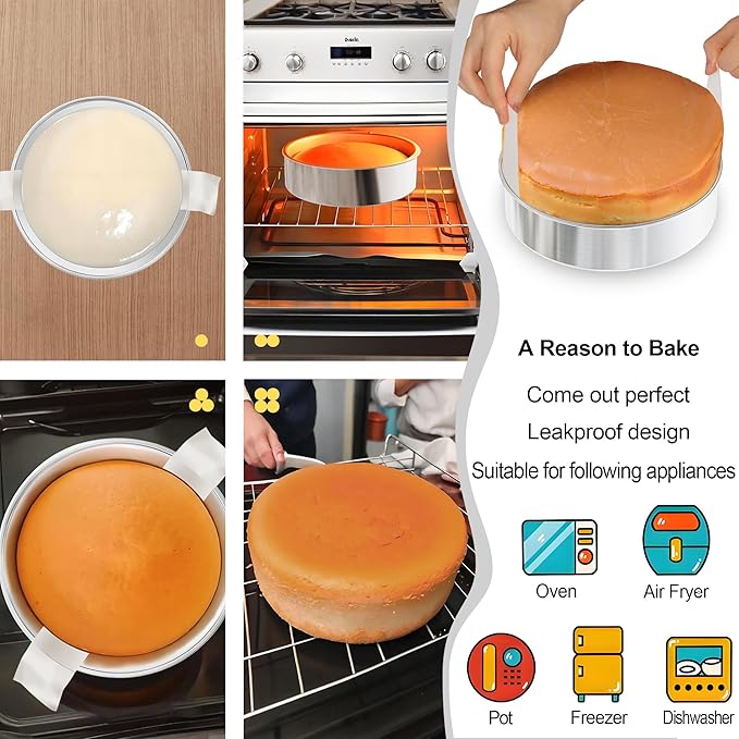 7 Inch Round Cake Pans, 3PCS Stainless Steel Cake Pan &100 Parchment Paper
