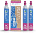 Soda Sense CO2 Cartridges - 3PK Easy Connect 60L CO2 Cylinder, Set of 3 Pre Filled CO2 Tank Gas Refills - Compatible with SodaStream CO2 Quick Connect Pink Snap-On Soda Streaming Machine