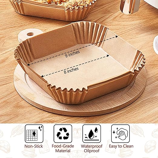 9 Inch Air Fryer Liners Disposable, 125 Pack Airfryer Paper for 5-8 QT