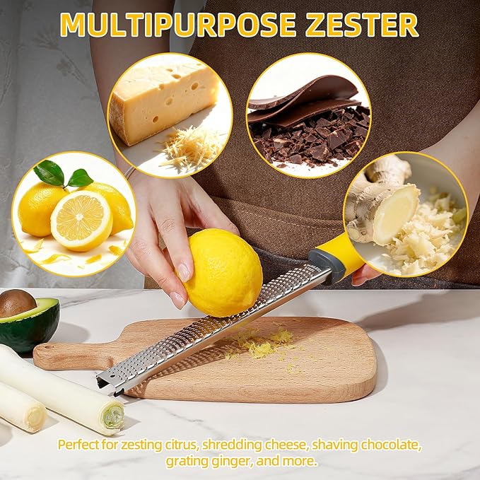 Koythin Yellow Handle Citrus Zester Cheese Shredder Grater
