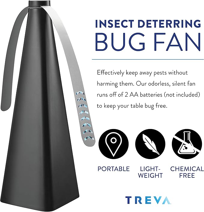 Treva Bug Fan Fly Deterrent with Holographic Blades 4-Pack Black