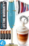 Zulay Kitchen Powerful Milk Frother Wand With Duracell Batteries - Ultra Fast Handheld Drink Mixer - Electric Whisk Foam Maker for Coffee, Lattes, Cappuccino & Matcha - Z1 Motor - Lake Gold