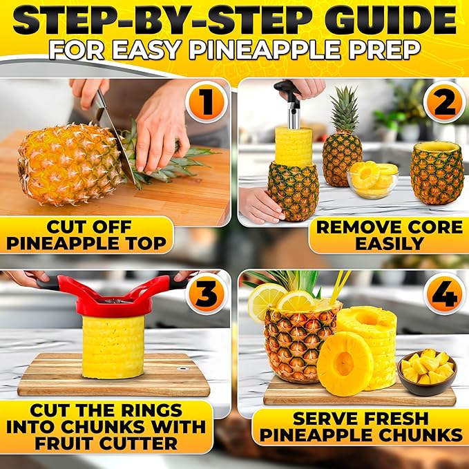 Pineapple Corer and Slicer, 9.1 In, Stainless Steel, Food-Grade