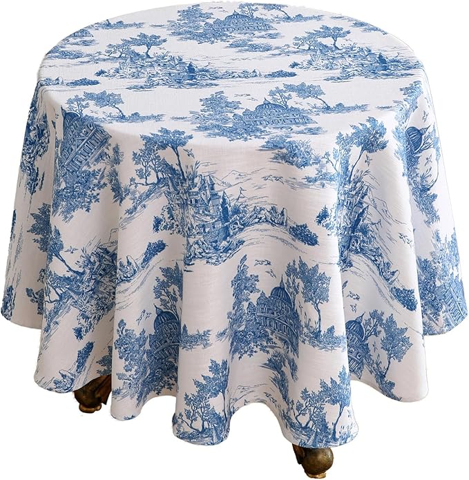patdrea Elegant French Linen Tablecloth,Round,Diameter 67"-Lucerne A